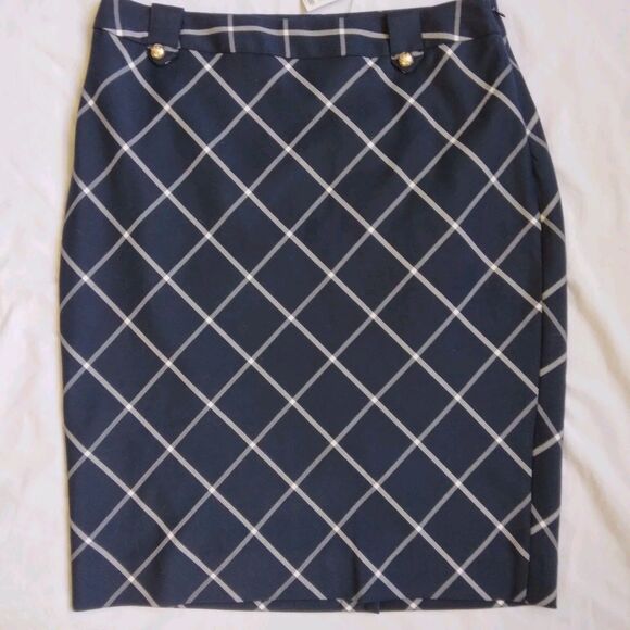 The Limited Plaid Skirt Navy Blue Academia Career Workwear Women's Size 12 - Picture 3 of 9